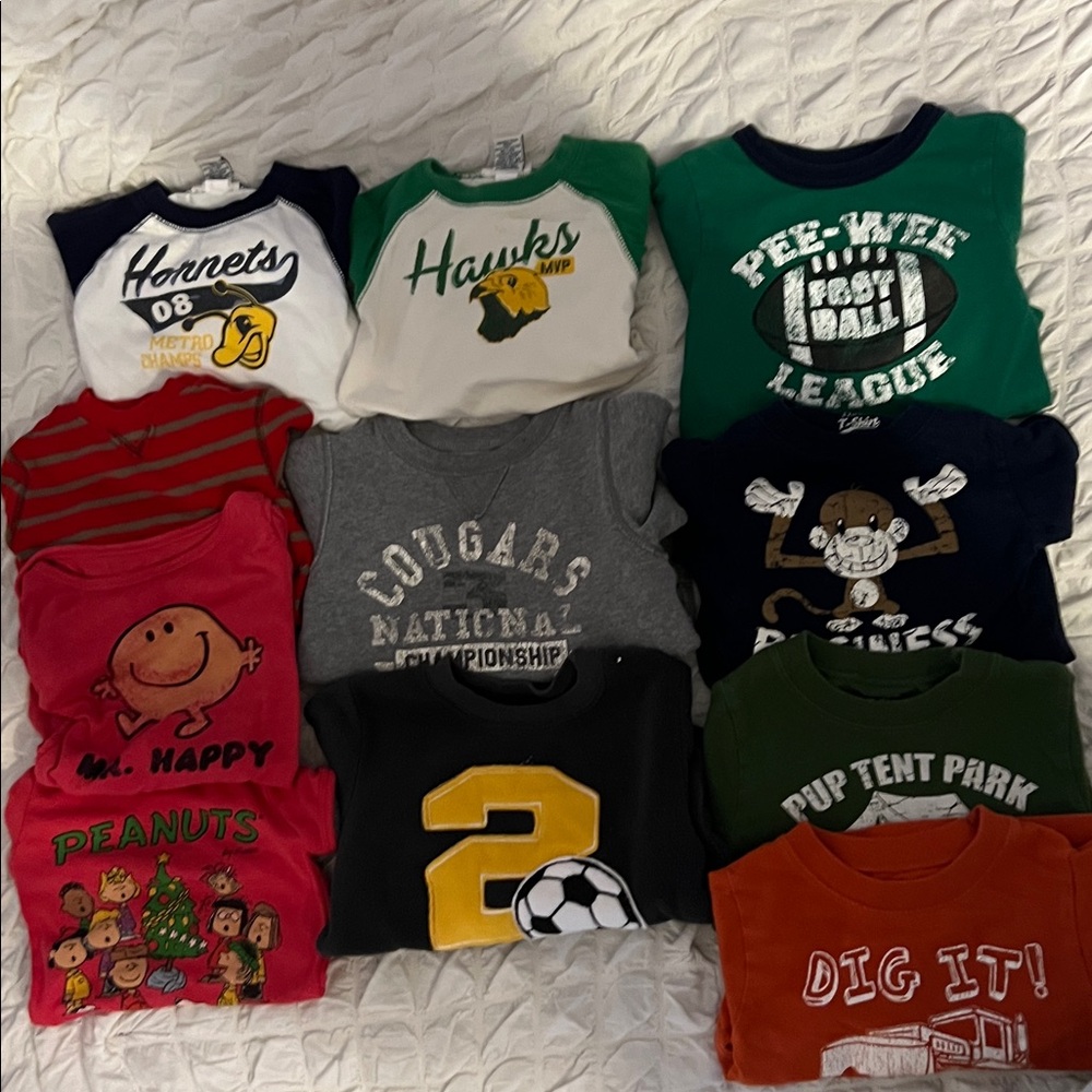 18 Month long sleeve shirts Colorful Graphic T-Shirts Bundle